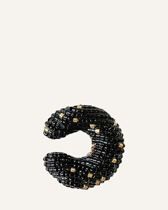 Ora Beaded Ear Cuff in Black, Single